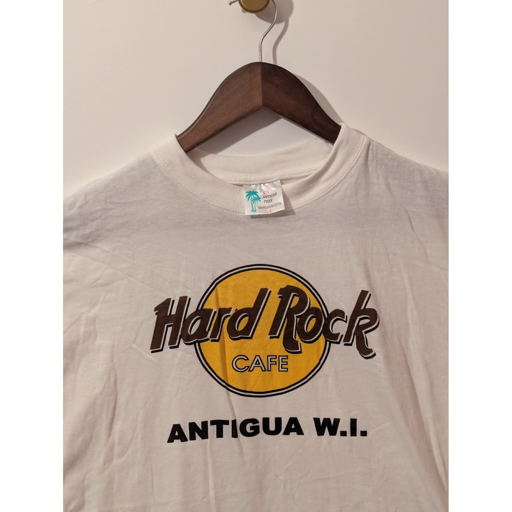 Hard Rock Cafe T-Shirt Mens L White Antigua W.I. Graphic Tee Vintage